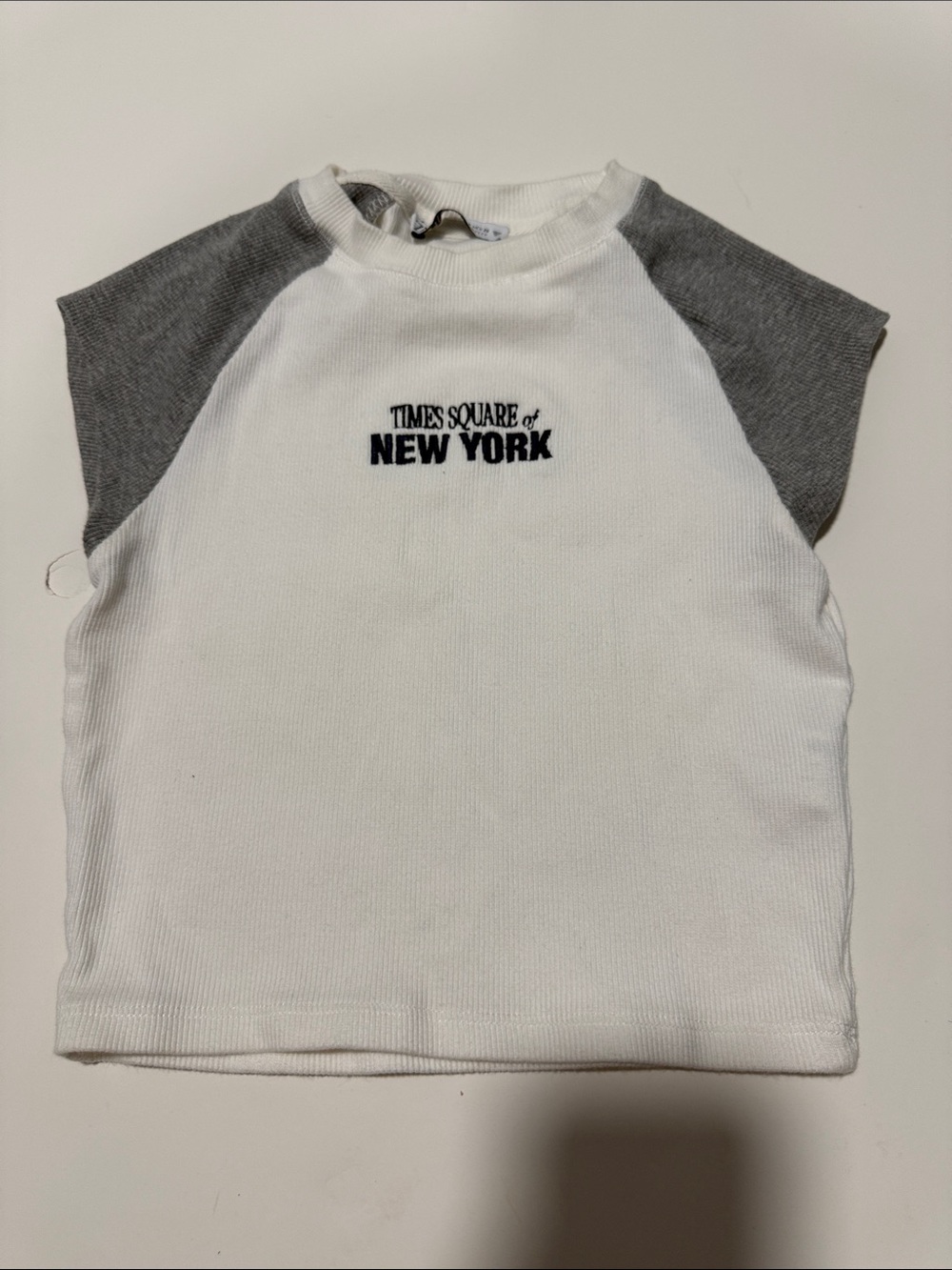 Zara White & Gray Raglan 'New York' Kids Tee